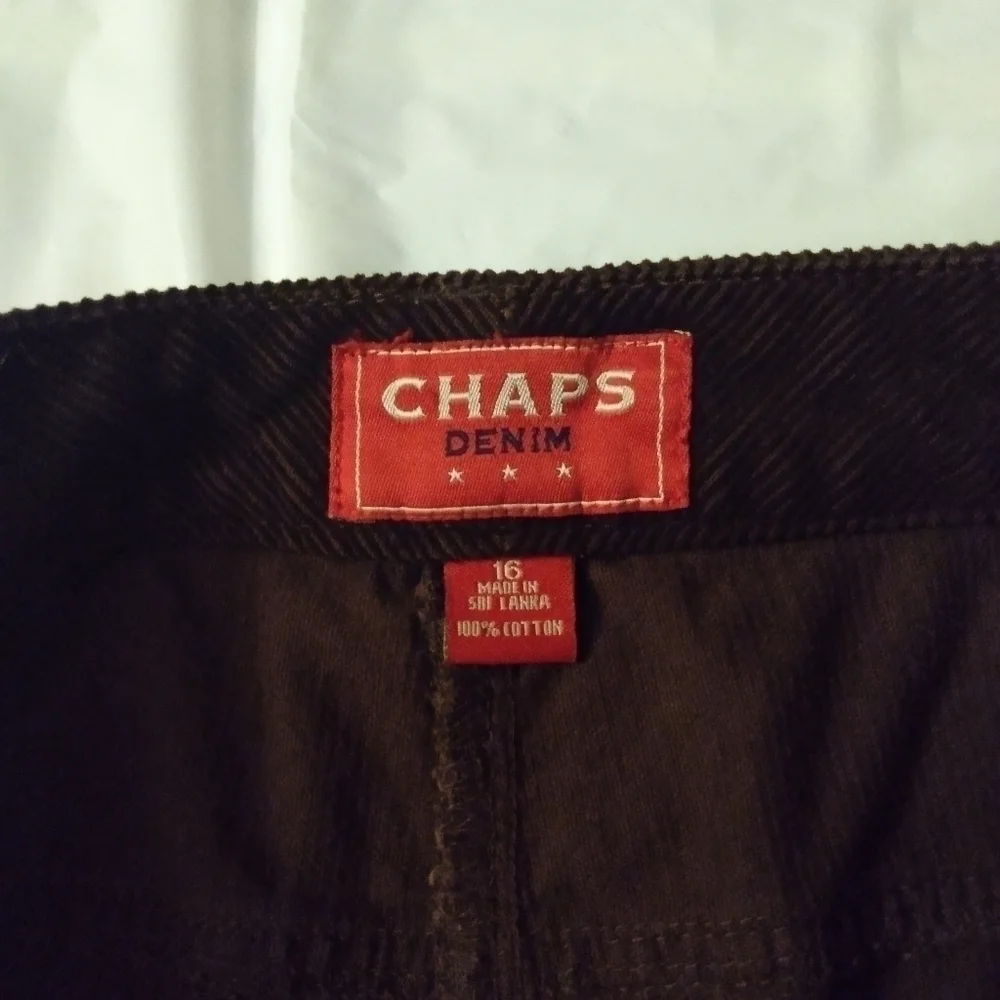Chaps Demin Corduroy Skirt, 16, Chocolate Brown, pre-owned